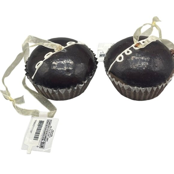 Kurt Adler sweets Christmas cup cake ornaments set of 2 squishy brown READ NEW - Picture 1 of 7